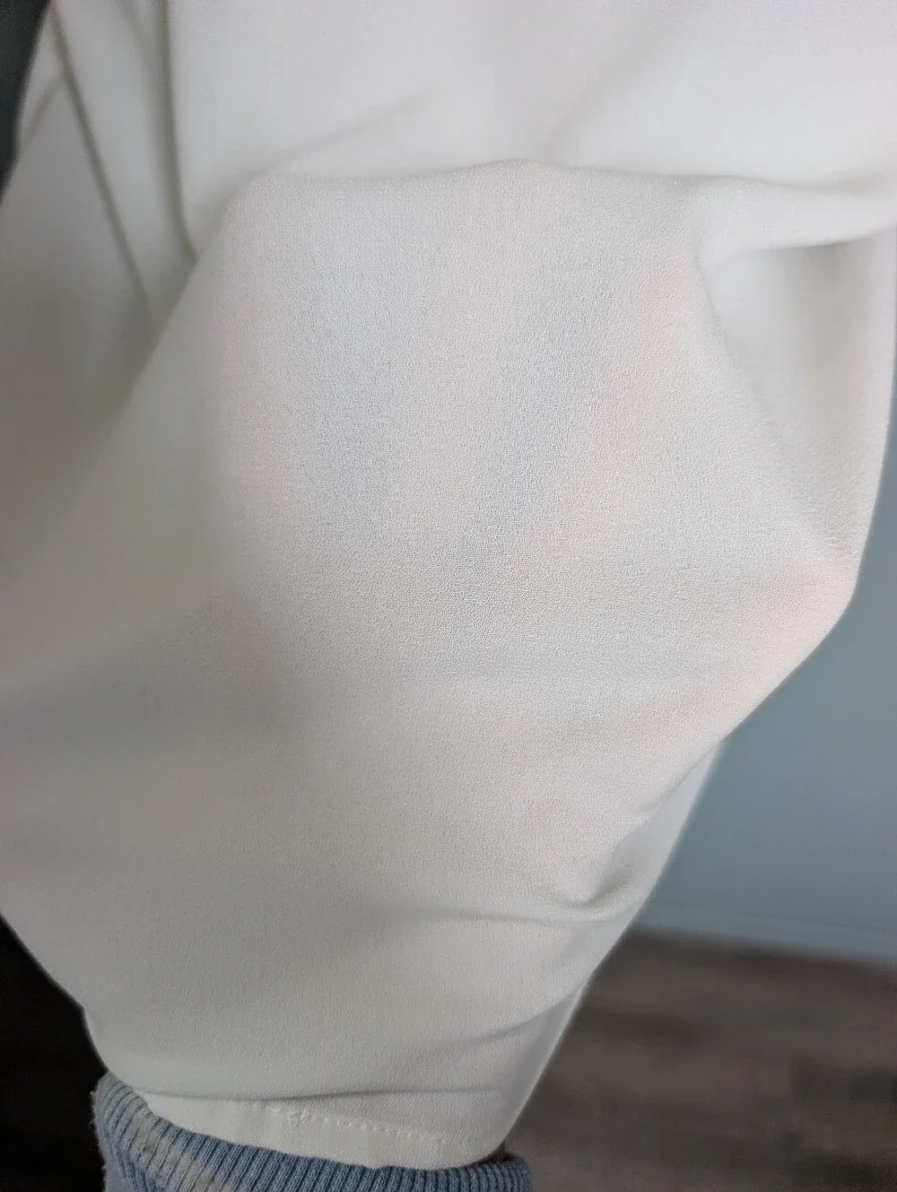 Lauren Conrad Flutter Sleeve Cream Tie-Neck Blouse - Picture 8 of 12